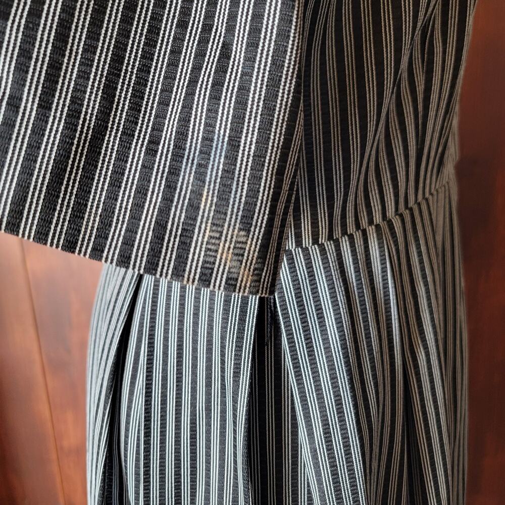 Vintage Miss Marilyn of Dallas 50s Black & White Striped Dress Collared Buttons - Picture 12 of 16
